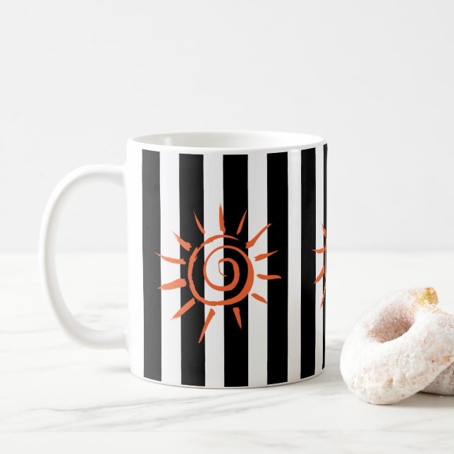 Taza De Café Estrella negra de banda blanca (Con donut)