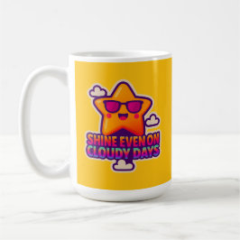 Taza De Café Estrella Neon Kawaii - "Brilla incluso en días nub