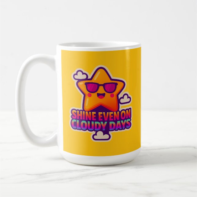 Taza De Café Estrella Neon Kawaii - "Brilla incluso en días nub (Izquierda)