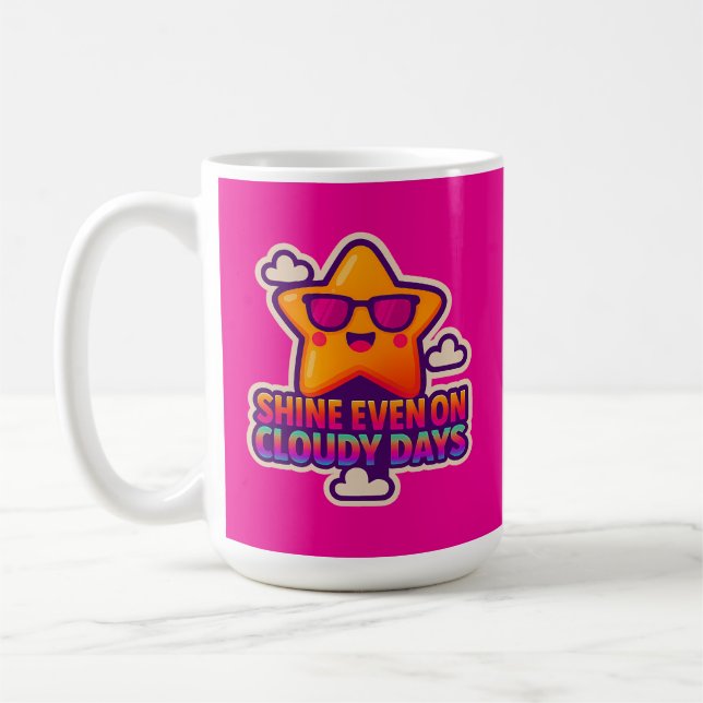 Taza De Café Estrella Neon Kawaii - "Brilla incluso en días nub (Izquierda)