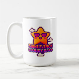 Taza De Café Estrella Neon Kawaii - "Brilla incluso en días nub