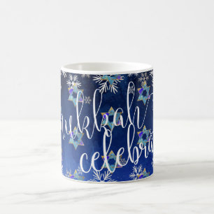 Taza De Café Estrella PixDezines de Patrón David, Hanukkah