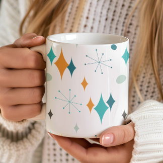 Taza De Café Estrella Retro Patrón Moderno de Mitad de Siglo