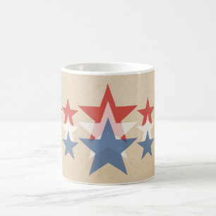 Taza De Café Estrella roja, blanca y azul