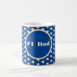 Taza De Café Estrella simple de oro de un padre con fondo azul