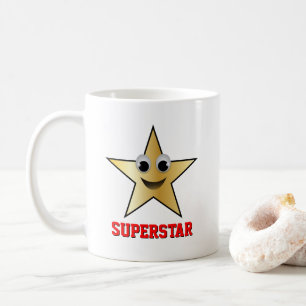 Taza De Café Estrella sonriente del color oro del carácter de