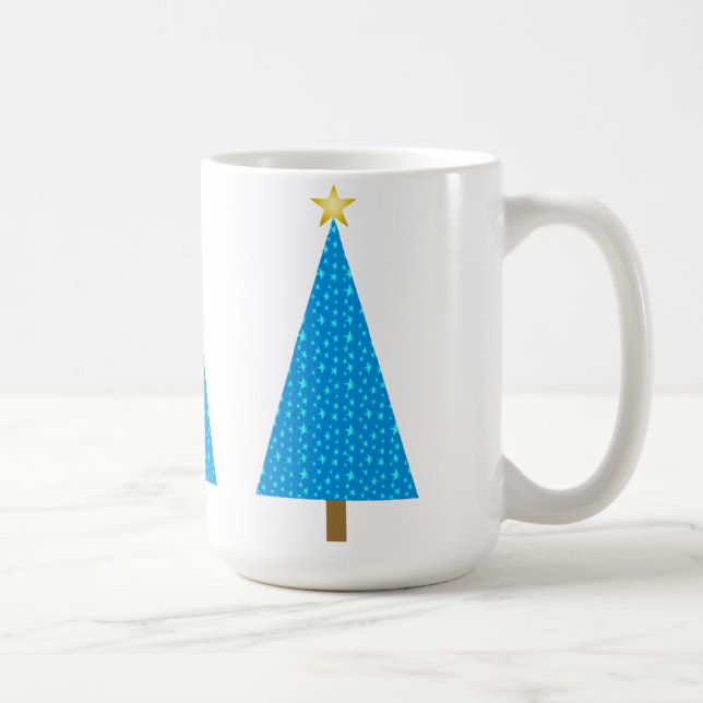 Taza De Café Estrellas azules, árbol navideño moderno (Derecha)
