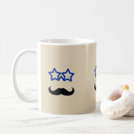 Taza De Café Estrellas Azules y Bigote Negro