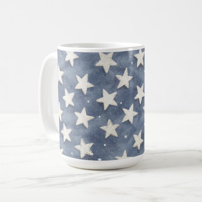 Taza De Café Estrellas Blancas Azules (Anverso izquierdo)