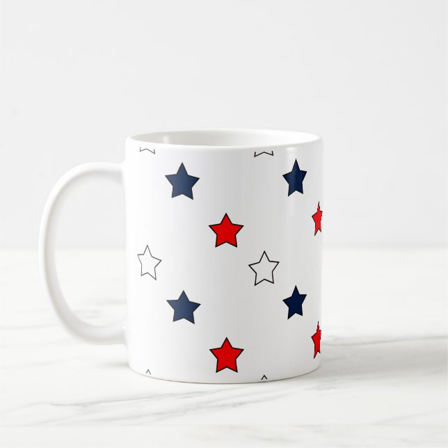 Taza De Café Estrellas blancas y azules rojas patrióticas (Izquierda)