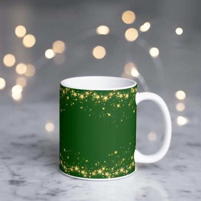 Taza De Café Estrellas brillantes elegantes Mug verde (Subido por el creador)