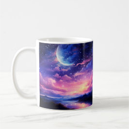 Taza De Café Estrellas celestes llenas de luna nubes mística pú