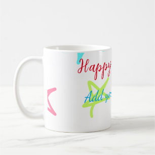 Taza De Café Estrellas coloridas feliz cumpleaños agregar nombr