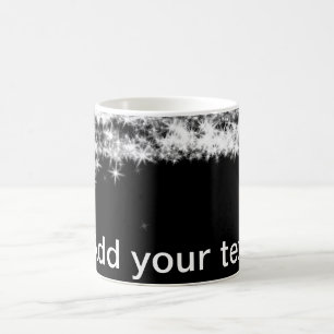 Taza De Café Estrellas de brillo de purpurina negra sencilla añ