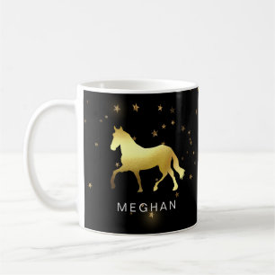 Taza De Café estrellas de caballo de oro ecuestre Monograma