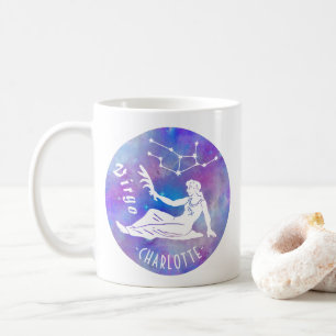 Taza De Café Estrellas de constelación de Virgo Maiden nombre