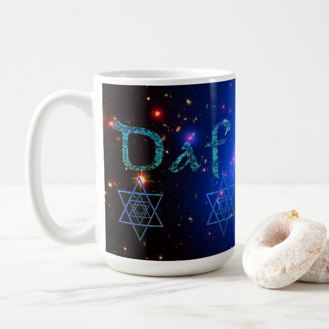Taza De Café Estrellas de Daf Yomi y espacio (Con donut)