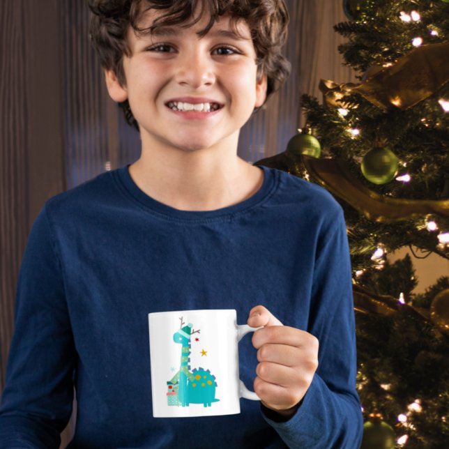 Taza De Café Estrellas de dinosaurio festivo nombre de niño amo (Subido por el creador)