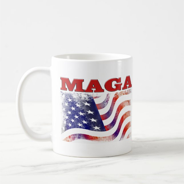 Taza De Café Estrellas de MAGA y texto medio de rayas (Izquierda)