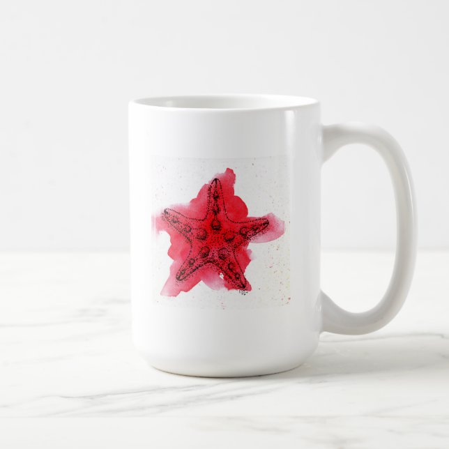 Taza De Café Estrellas de mar de la acuarela (Derecha)