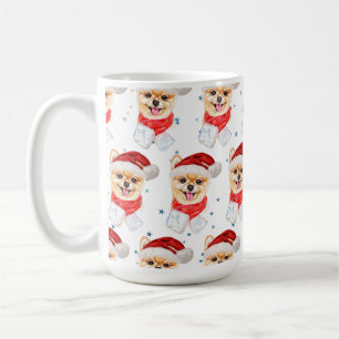 Taza De Café Estrellas de Navidad de la raza de perro Pomerania