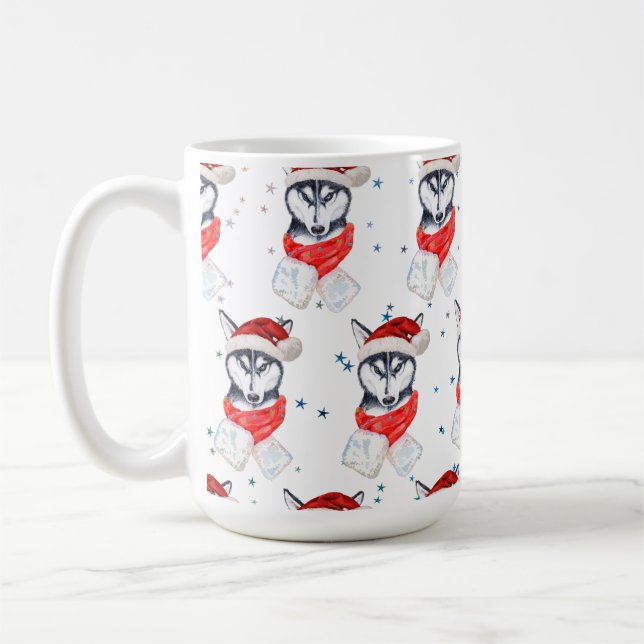 Taza De Café Estrellas de Navidades de raza Husky Perro Siberia (Izquierda)