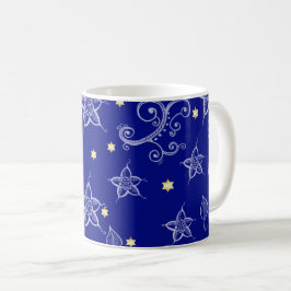 Taza De Café Estrellas de oro de David Floral Pattern Hanukkah 