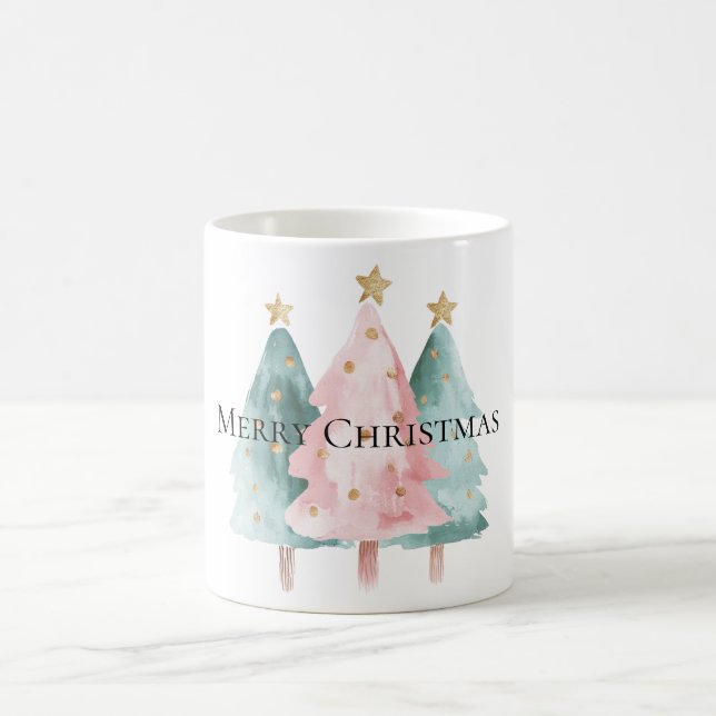 Taza De Café Estrellas de oro de los árboles de Navidad verde r (Centro)