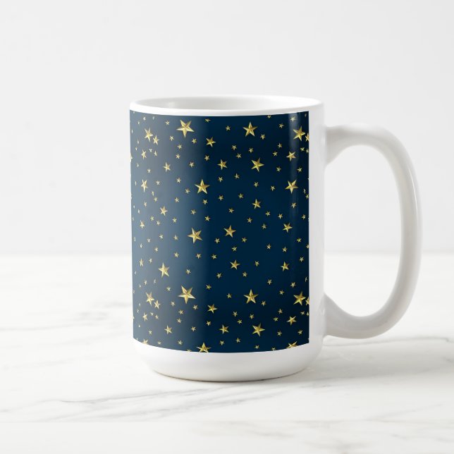 Taza De Café Estrellas de oro del cielo azul (Derecha)