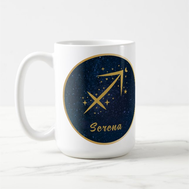 Taza De Café Estrellas de oro del símbolo zodiaco Sagittarius p (Izquierda)