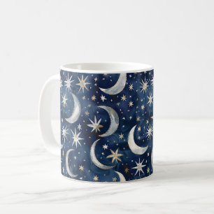 Taza De Café Estrellas de Oro Plata Azul