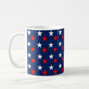 Taza De Café Estrellas de patrón patriótico en azul