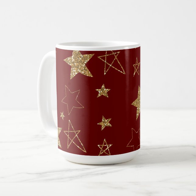 Taza De Café Estrellas de Purpurina Red Gold para navidades (Anverso izquierdo)