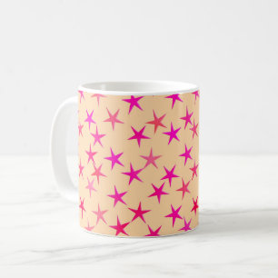 Taza De Café Estrellas de raso, tonos de rosa sobre melocotón