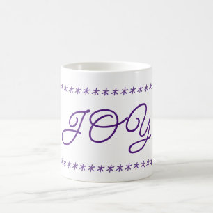 Taza De Café Estrellas de texto de alegría y copos de nieve