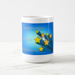Taza De Café Estrellas de tiro Aniversario Feliz de Empleados