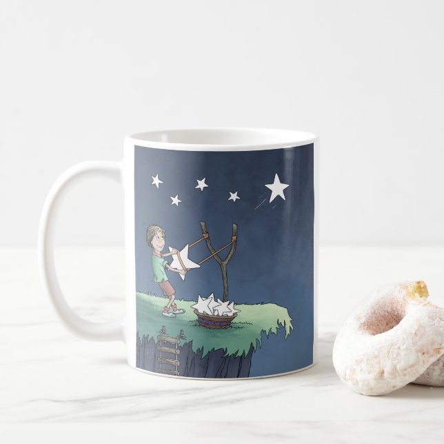 Taza De Café Estrellas de tiro - Creando deseos (Con donut)
