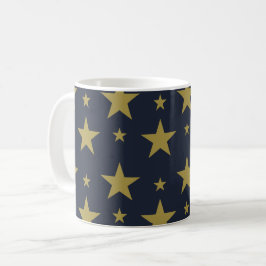 Taza De Café Estrellas doradas sobre azul marino - Elegante y a