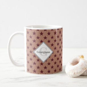 Taza De Café Estrellas monogramadas de Cabernet geométrico en c