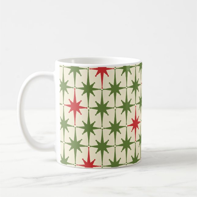 Taza De Café Estrellas navideñas modernas retro de mediados de  (Izquierda)