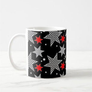 Taza De Café Estrellas negras, rojas y blancas