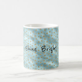 Taza De Café Estrellas Purpurinas Aqua Mint Gold