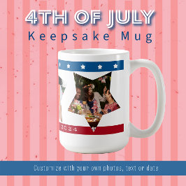 Taza De Café Estrellas rayas Foto 4 de julio Mug
