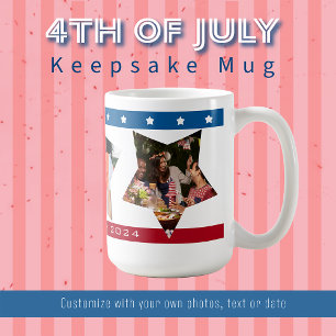 Taza De Café Estrellas rayas Foto 4 de julio Mug