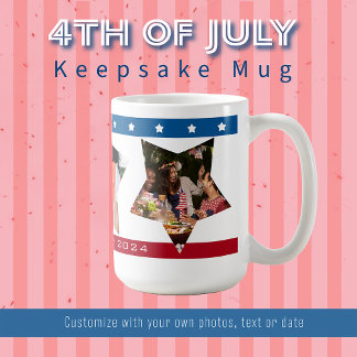 Taza De Café Estrellas rayas Foto 4 de julio Mug