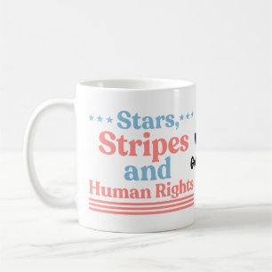 Taza De Café Estrellas Rayas y Derechos Humanos Retro Feminista
