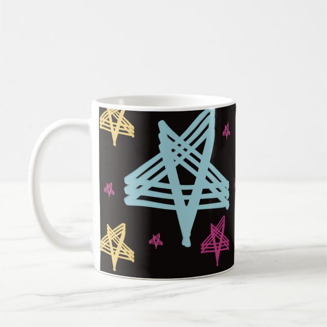 Taza De Café Estrellas rocosas Azul rosado Negro (Izquierda)