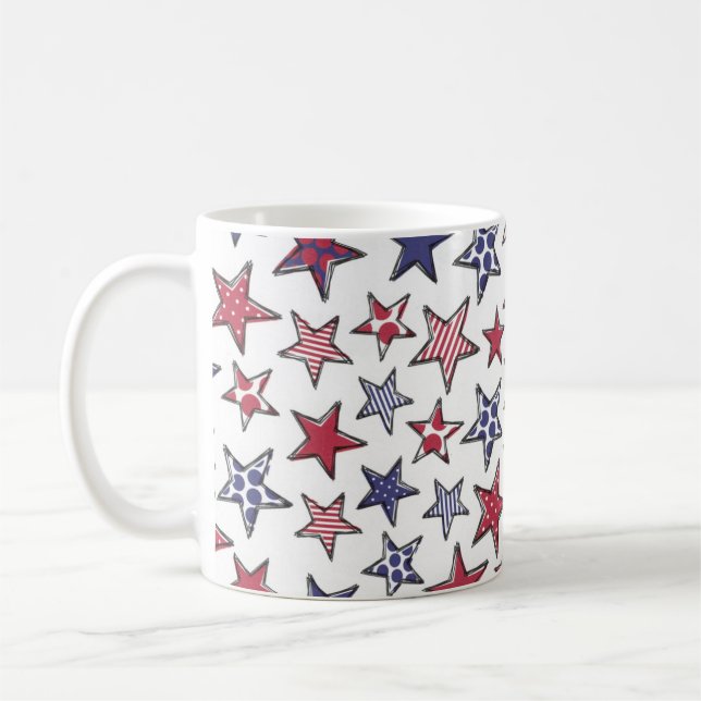 Taza De Café Estrellas rojas blancas y azules América Patriótic (Izquierda)