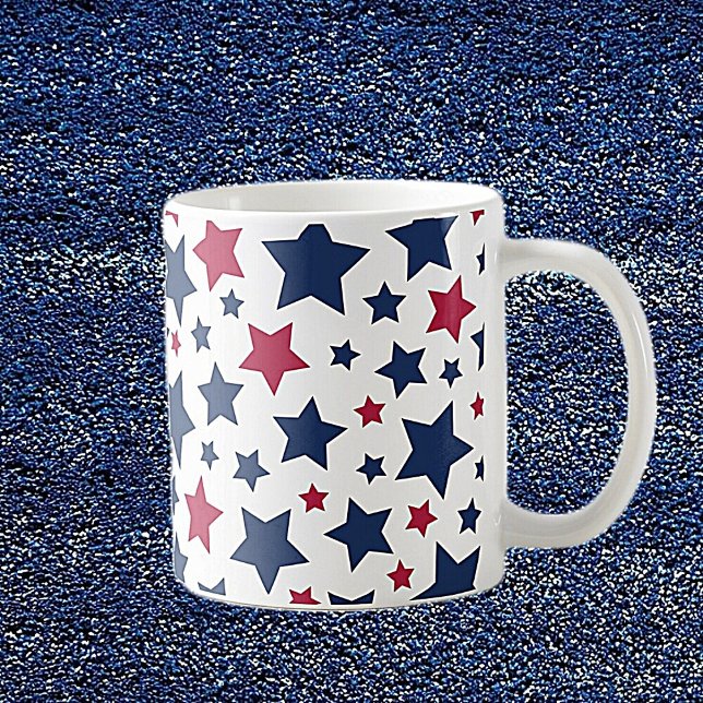 Taza De Café Estrellas rojas y azules - Patrón de bandera estad (Subido por el creador)