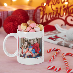 Taza De Café Estrellas Rojas y Blancas Foto Familiar Feliz Navi